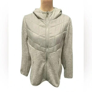 Kyodan Outdoor Women's Full Zip Hooded Knit Heathered Beige Jacket  Size L. EUC